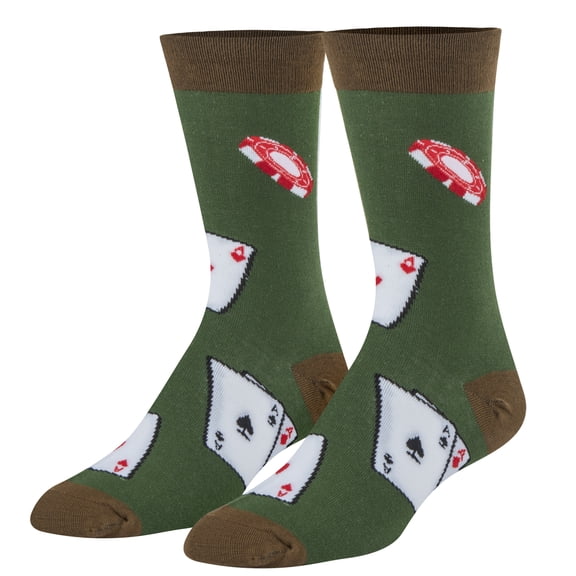 Crazy Socks, Funny Socks, Mens Womens, Graphic, Poker, Graphic Print Crew, Large