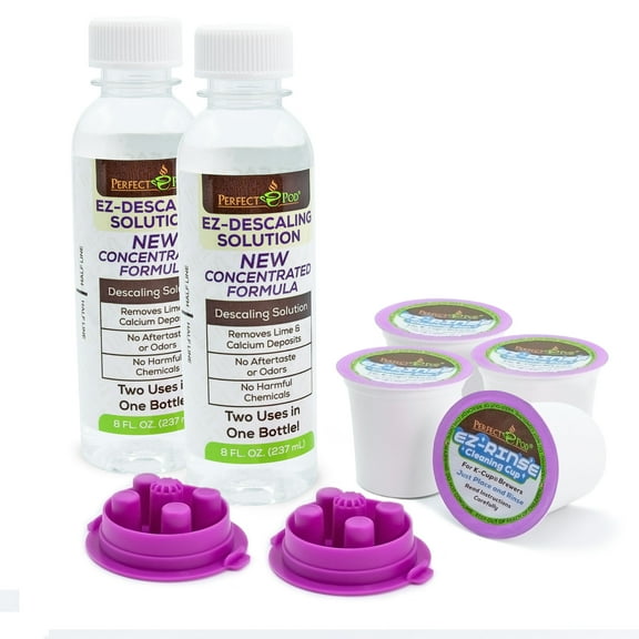 Perfect Pod Coffee Machine Descaler (2 Pack, 2 Uses Per Pack) - Universal Compatibility - works with 1-Stream and Multi Stream (5-Stream) Brewers from Keurig & other brands, Made in USA