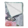 thumbnail image 2 of Pearls Soft Flannel Fleece Throw Blanket, Classic Rose and Pearls Romantic Dramatic Love Together Grace Bouquet Artwork, Cozy Plush for Indoor and Outdoor Use, 60" x 80", Pink Grey, by Ambesonne, 2 of 5