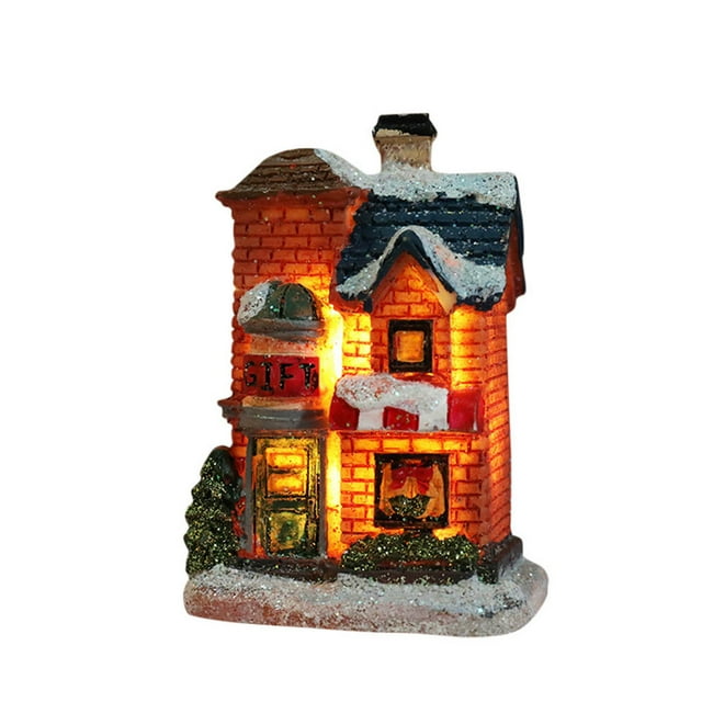 LED Lighted Christmas Village Sets Winter Scene Collectible Buildings for Holiday Tabletop Display Decoration