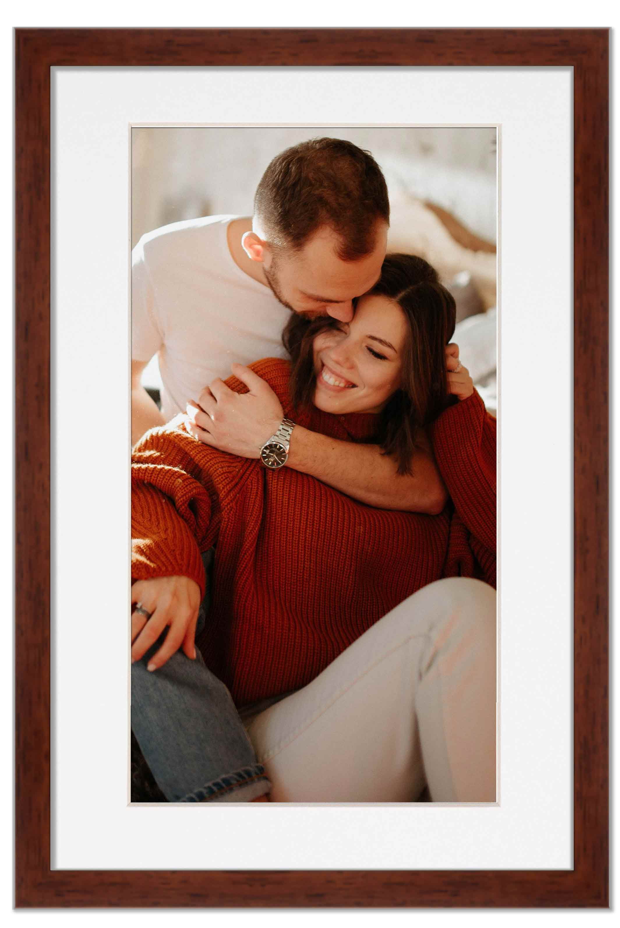 12x18 Frame Walnut With White Picture Mat For 12x18 Photo - Walnut 18x24 Frame To Display Print or