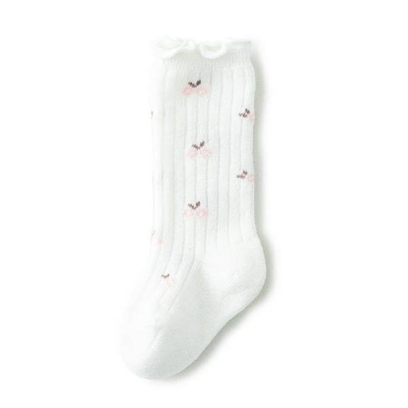 Cotton Ruffled Mid-tube Socks Baby Girls Boys Knee High Socks Cute Infant Striped Long Stockings
