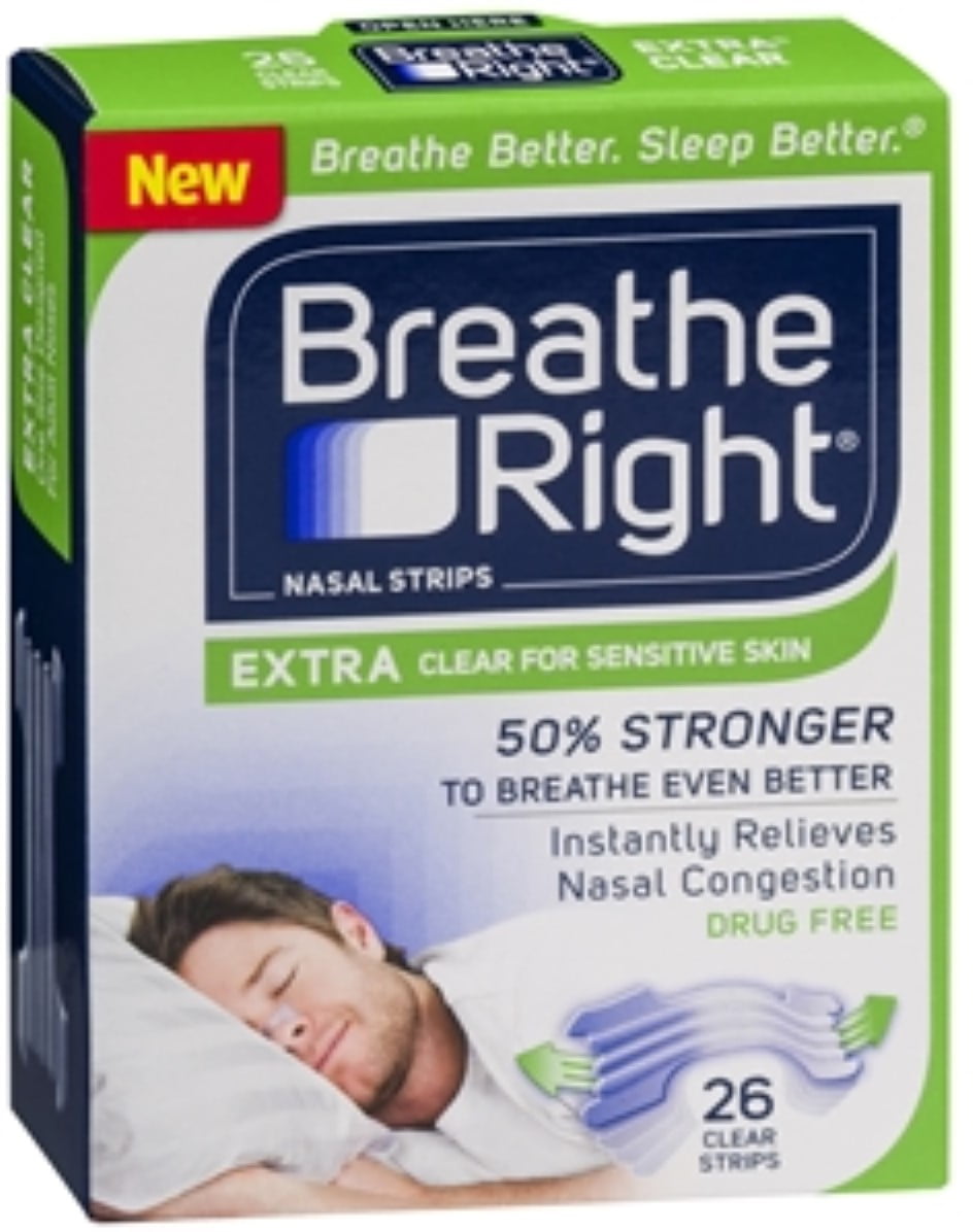 Breathe Right Nasal Strips, Extra Clear for Sensitive Skin 26 ea (Pack