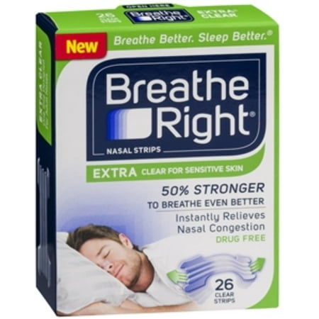 Breathe Right Nasal Strips, Extra Clear for Sensitive Skin 26 ea (Pack of (Best Allergy Medicine For Skin Allergies)