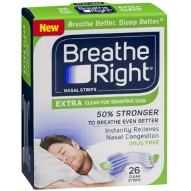 Breathe Right Nasal Strips, Extra Clear for Sensitive Skin 26 ea (Pack