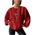 thumbnail image 2 of Jienlioq Hauts pour Femmes Mode Tendance Noël Décontracté Dames Imprimé Ample Manches Longues Col Rond Blouses Hauts Chandails en Molleton Sans Capuche Cyberlundi, 2 of 4