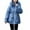Blue, variant on Hvyesh Women's Faux Fur Hood Parka Jacket Trendy Zipper Drawstring Winter Coat Casual Solid Outwear Jacket Soft Thicken Warm Snow Coat