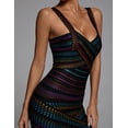 thumbnail image 3 of Vestido ajustado BELLA BARNETT con vendaje arcoíris y tirantes finos, 3 of 5