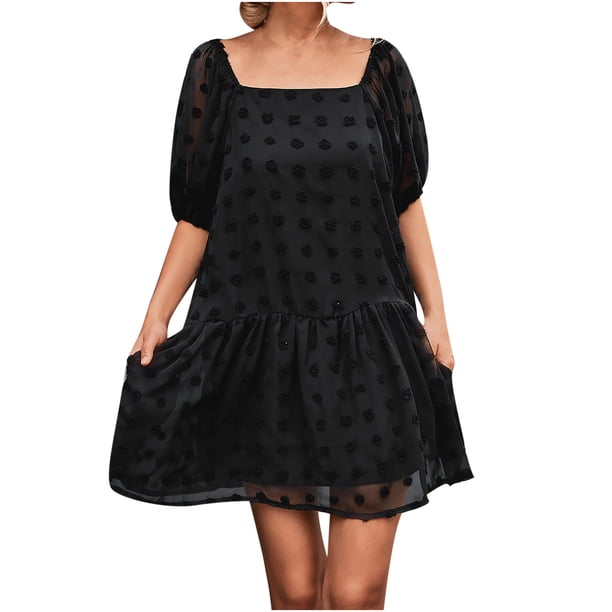 Vestido de bolsillo con cuello estampado de manga corta de verano sexy informal de moda para mujer Pompotops ghjkhdj12450