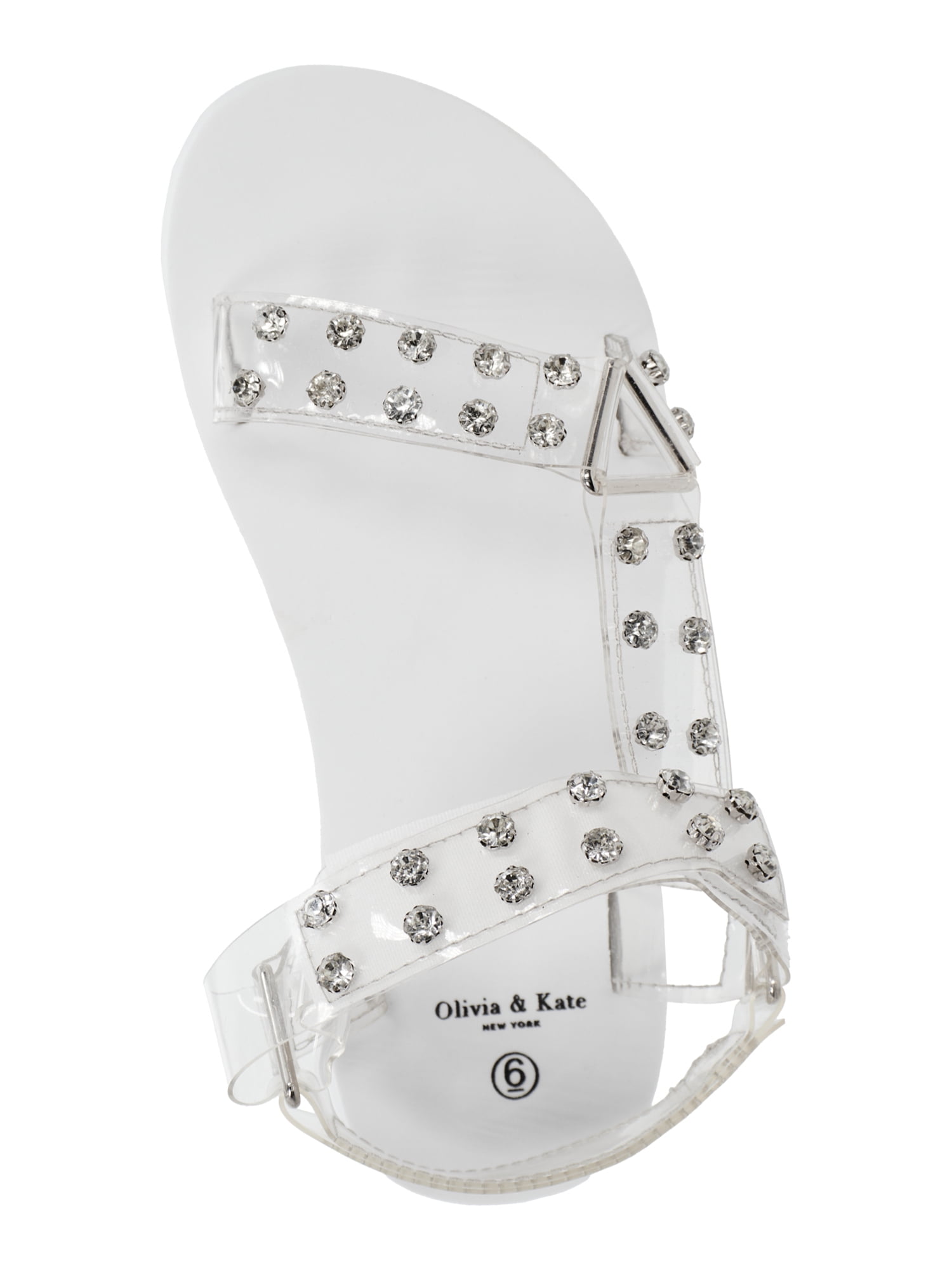Alexis Bendel Women's Hook and Loop Bling Flat Sandals, Sizes 6-11