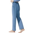 thumbnail image 4 of LANBAOSI Womens Pajamas Pants with Pockets Ribbed Knit Comfy Stretch Loose Lounge Casual Pants Blue,Size S, 4 of 7