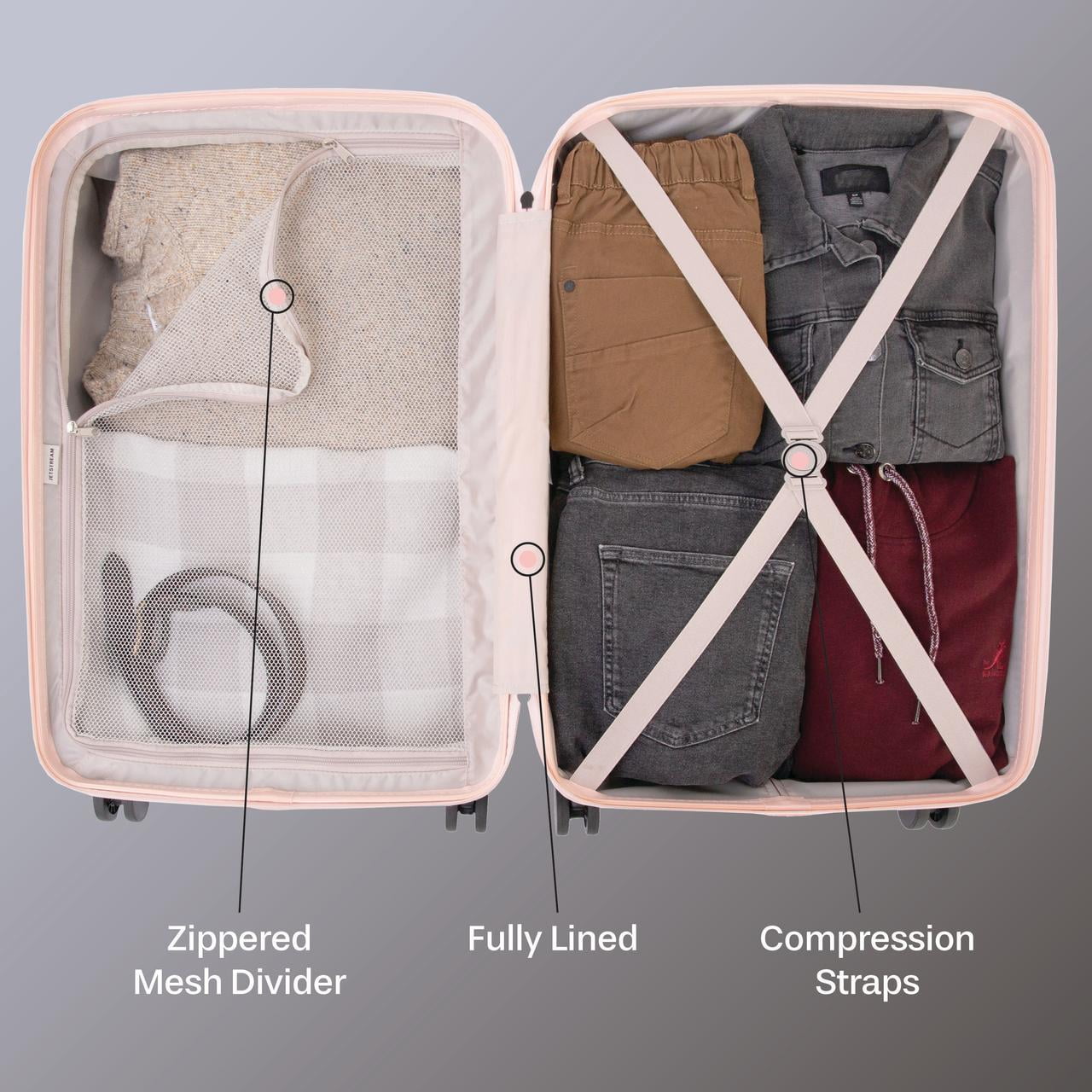 3-Piece Hardside Luggage Set: 28 Inch, 24 Inch Large Suitcases with wheels and 20 Inch Carry On Luggage
