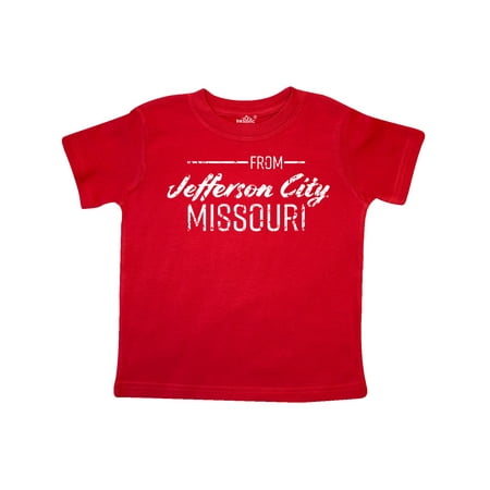 

Inktastic From Jefferson City Missouri in White Distressed Text Gift Toddler Boy or Toddler Girl T-Shirt