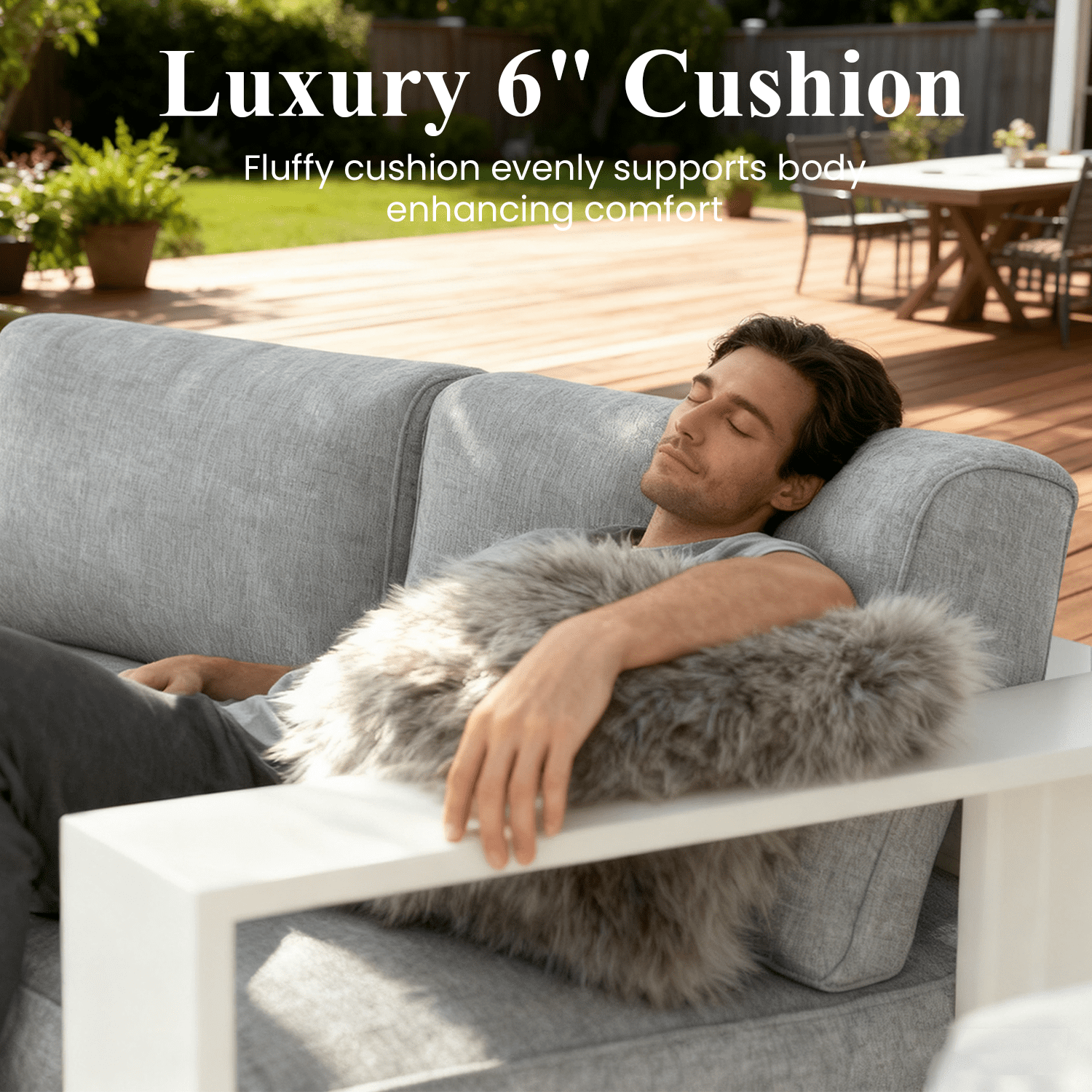 LayinSun Oversized Aluminum Outdoor Furniture Set, 4 Piece Patio Sofa Sets with Coffee Table, Deep Seating and Upgraded 6-inch Cushions for Porch, Balcony, Deck