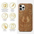 thumbnail image 4 of Case Yard Wooden Case Outside Soft TPU Silicone Slim Fit Shockproof Wood Protective Phone Cover for Girls Boys Men and Women Supports Wireless Charging Wolf Face Full Design case for iPhone-11-Pro-Max, 4 of 7