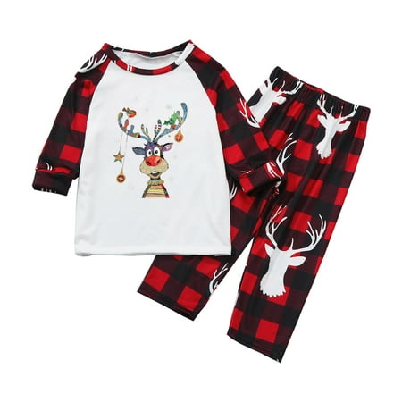 

Christmas Gifts Matching Family Pajamas Sets Christmas PJ s Long Sleeve Tee and Plaid Pants Loungewear Christmas Gifts for Family A1