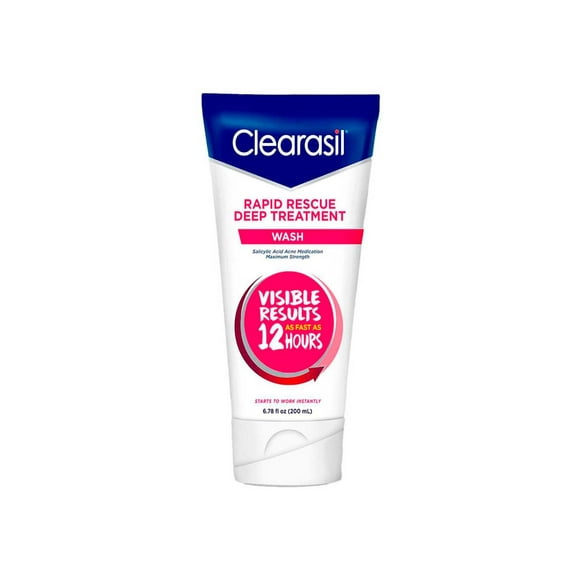 Clearasil Rapid Rescue Deep Treatment Acne Face Wash, Maximum Strenght With 2% Salicylic Acid Acne Medication, Acne Facial Cleanser, 6.78 Fl Oz.