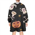 thumbnail image 2 of Wearable Oversized Blanket,Playful Halloween Ghosts Pattern Wearable Blanket Hoodie for Adults,Cozy Hooded Blankets with Super Pockets,Super Warm Fuzzy Pullover for Women & Men, 2 of 6