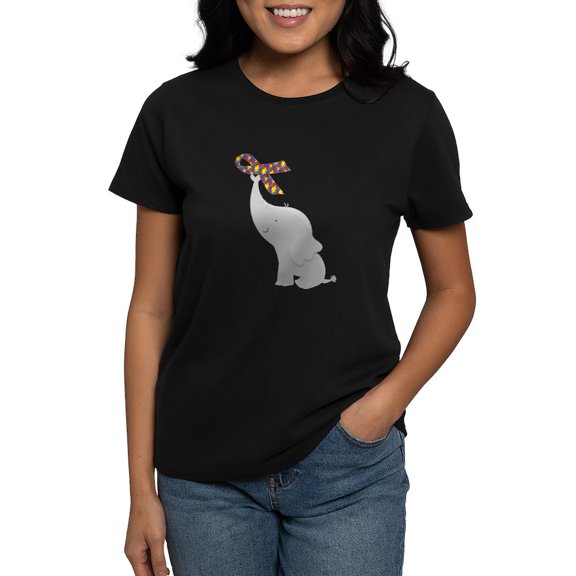 CafePress - Autism Elephant Awareness T Shirt - Women's Traditional Fit Dark T-Shirt