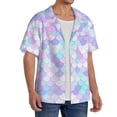 thumbnail image 4 of Naloa Rainbow Scales Men's Loose Fit Cuban Collar Short-Sleeve Shirt with Button-down and Chest Pocket for Everyday Wear Outings - 3X-Large, 4 of 7