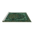 thumbnail image 2 of Ahgly Company Machine Washable Indoor Round Persian Turquoise Blue Traditional Area Rugs, 4' Round, 2 of 4