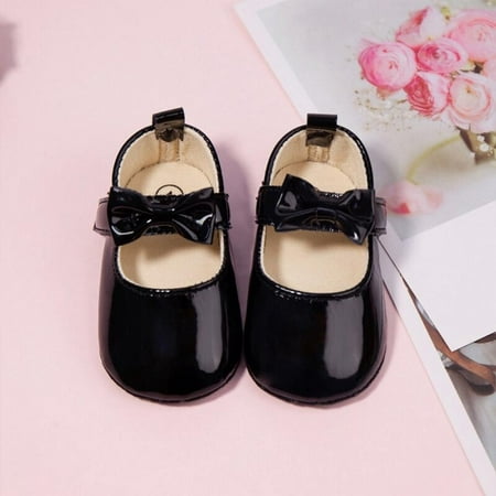 

PROMOTION SALES!Baby Girls Mary Jane Flats with Bowknot Soft Non-Slip Sole Prewalkers Toddler First Walkers PU Leather Princess Dress Shoes 0-18M
