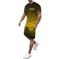 thumbnail image 2 of LEKDFST Men's 2 Piece Short Sets Loose Fit Letter Print T Shirt and Shorts Summer Casual Outfits Activewear Brown L, 2 of 5