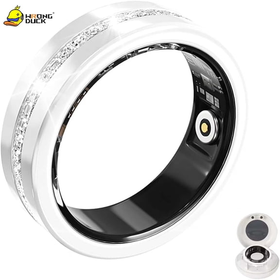 Wrongduck Diamond Fashion Mart Ring for Women, Waterproof Activity Tracker Ring with Sleep Tracking, Remote Photography, 128 Sport Modes, iOS & Android