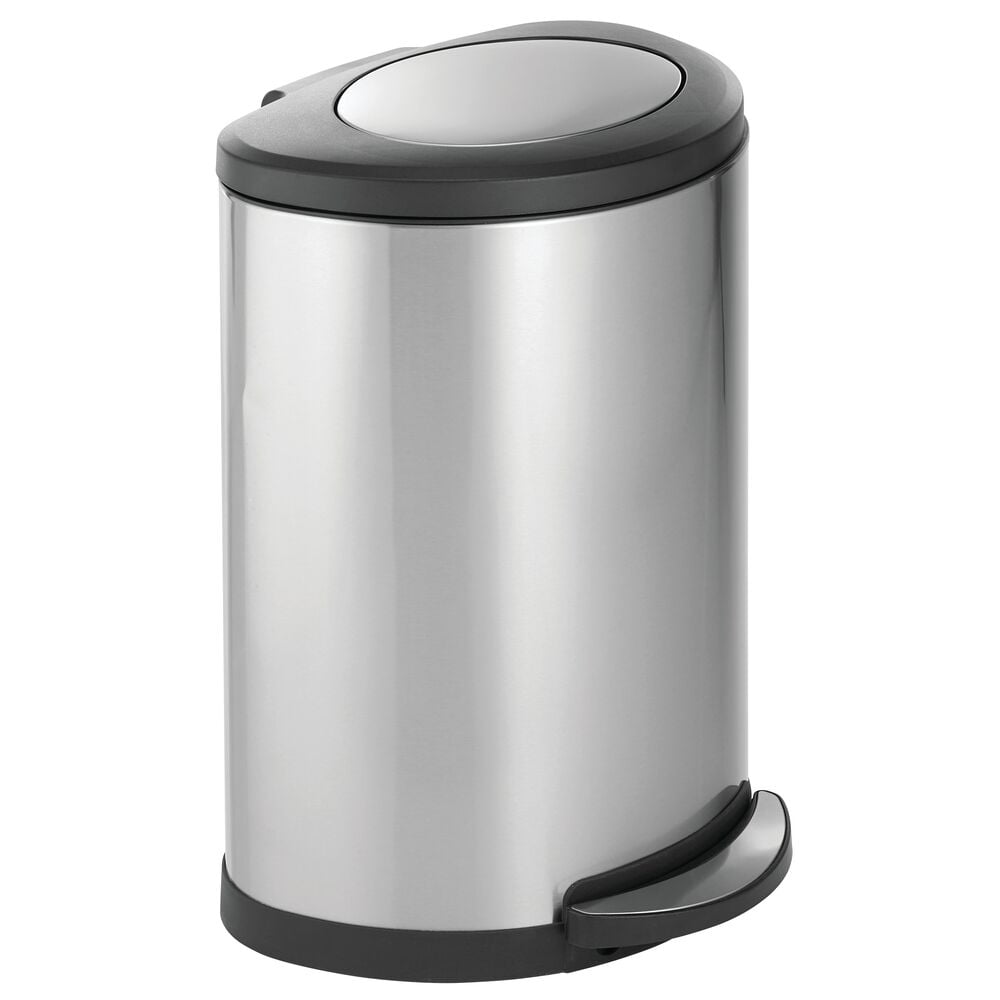 mDesign Large Metal Swing Top Step Trash Can Garbage; 45 Liter