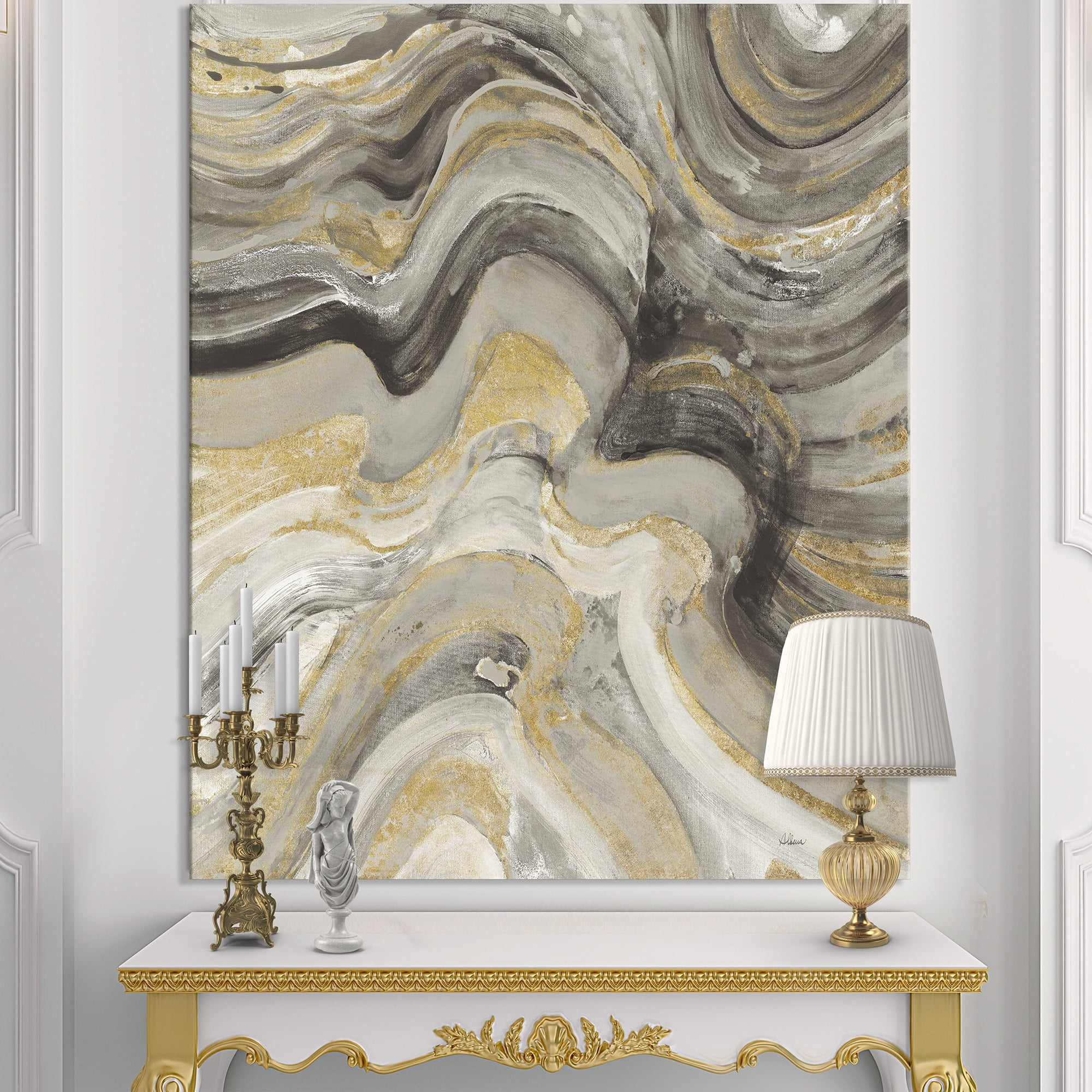 Designart 'Glam Gold Canion' Modern & Transitional Canvas Art