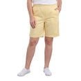 thumbnail image 3 of (3 pack) Turtle Bay New York Womens Lightweight Pull On Twill Shorts Elastic Waist, Plus Sizes, 3 of 11
