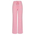 thumbnail image 4 of Ahdbta Straight Leg Pants for Woman Lounge Comfy Drawstring Elastic Waist Trousers Trendy 2024 Stripe Baggy Pajama Pants, 4 of 5