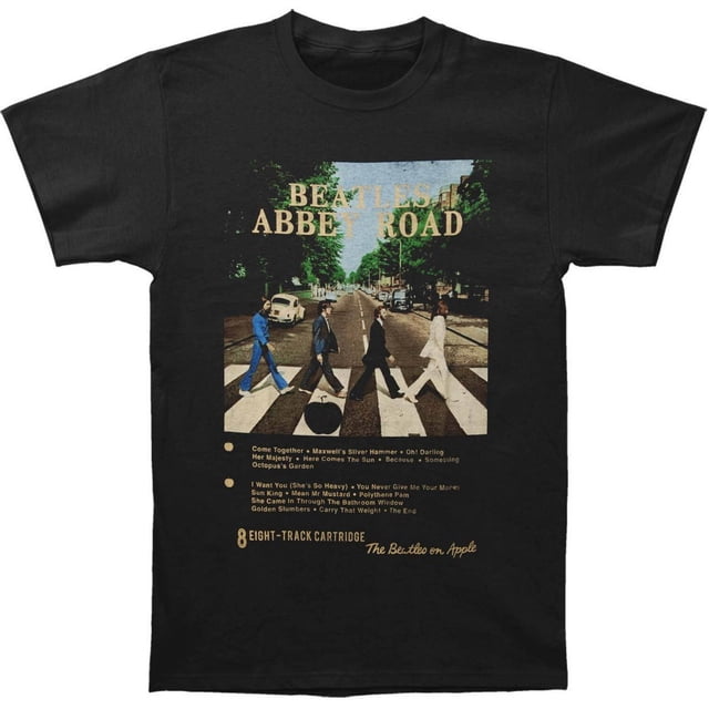The Beatles - Camiseta 8 Track Abbey Road para Adultos Unisex (Negro)