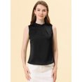 thumbnail image 4 of Top de Satén Allegra K sin mangas de verano con volantes En el cuello y parte delantera plisada para Mujer Negro S, 4 of 4