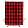 thumbnail image 2 of Red Black Buffalo Plaid Shower Curtain for Bathroom Decor, Square Waterproof Fabric Shower Curtain, 72"x78" Set with 12 Hooks, 2 of 9