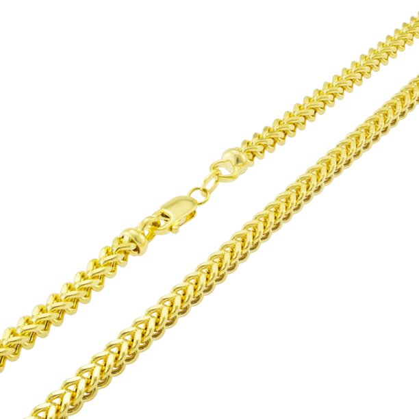 Nuragold 10k Yellow Gold 4mm Franco Chain Box Square Wheat Pendant