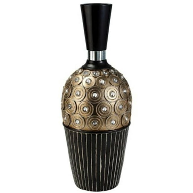ORE International K-4245-V1 Decorative Vase, 16.25-Inch, Black/Gold