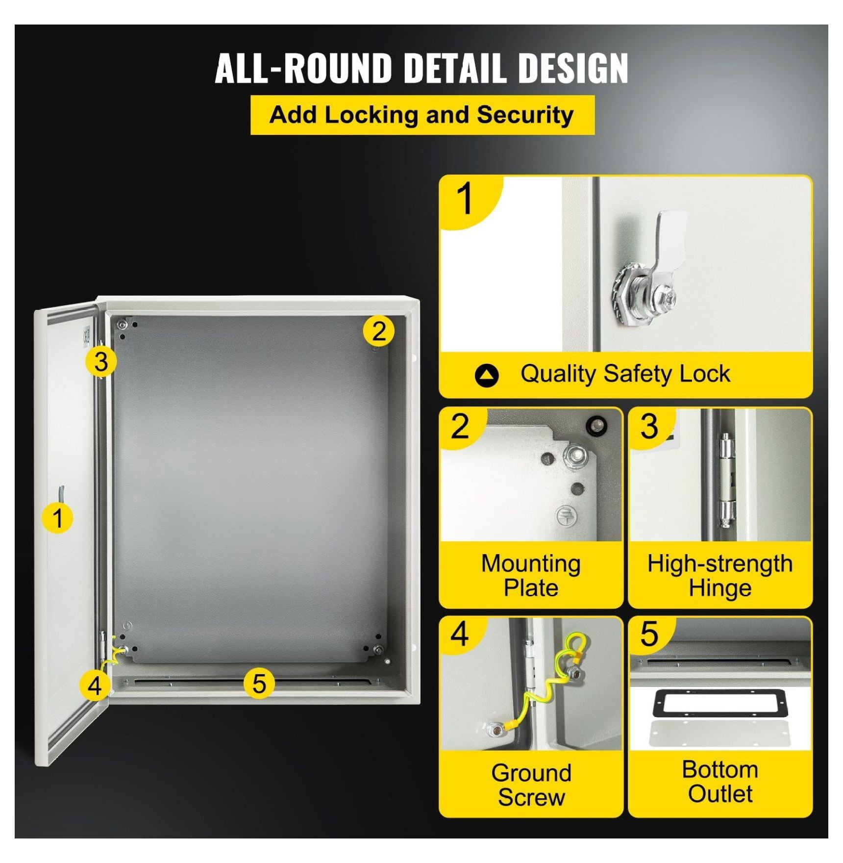 NEMA 4X Electrical Enclosure Steel Case 20x16x8", IP66 Waterproof Outdoor Indoor Electric Box with Mounting Plate