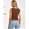 thumbnail image 3 of DEMOTIME Womens Tank Tops Summer Sleeveless Slim Knit Ribbed Racerback Brown Medium, 3 of 8