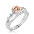 thumbnail image 3 of Dazzling Boho & hippie 1.75 Carat Round Cut Morganite And Diamond Moissanite Classic Inspired Engagement Ring, Unique Twist Band Wedding Ring in 10k Solid White Gold, Promise Ring, One Matching Band, 3 of 3