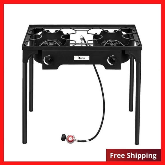 Hottest 2 Burner Outdoor Propane Gas Stove 150,000 BTU High Pressure Stand Cooker for Backyard Cooking Camping Home Brewing Canning Turkey Frying, 20 PSI Regulator