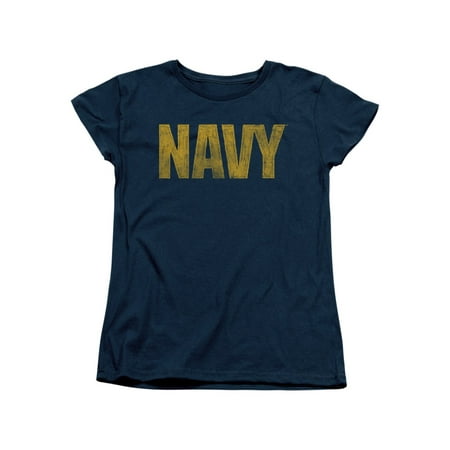 Simple Classic T-shirt - Navy Logo Simple Rough Distressed Classic Original Logo Heather Women's T-Shirt