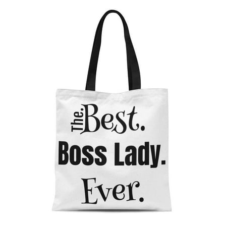 SIDONKU Canvas Bag Resuable Tote Grocery Shopping Bags Best Boss Lady Ever for Mom Mommy Mother Unique Text Birthday Appreciation Tote