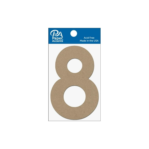 Chipboard Number 4" 8 2pc Natural
