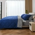 thumbnail image 4 of HIG 5 Piece Reversible Twin-XL Comforter Set - Navy Quilted Down Alternative Bedding All Season Super Soft Microfiber Bed in a Bag Includes Sheets Pillowcases Shams, 4 of 4