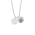 thumbnail image 2 of Delight Jewelry 3/4'' Enamel Volleyball Silvertone Script Initial Disc - B - Charm Necklace, 20"+3", 2 of 4