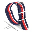 thumbnail image 2 of Watch Band, Nylon NATO strap - Ballistic Nylon with Stainless Steel Buckle, For Watches & Fitness Devices, Blue-Red-White, 18mm, 2 of 7