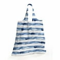 thumbnail image 2 of Harbour Stripe Reusable Portable Bag, Watercolor Style Paintbrush Stripes Sea Marine Life Lines Image, Fabric Market Bag Sturdy Easy to Clean Foldable Slim Design, Night Blue White, by Ambesonne, 2 of 4