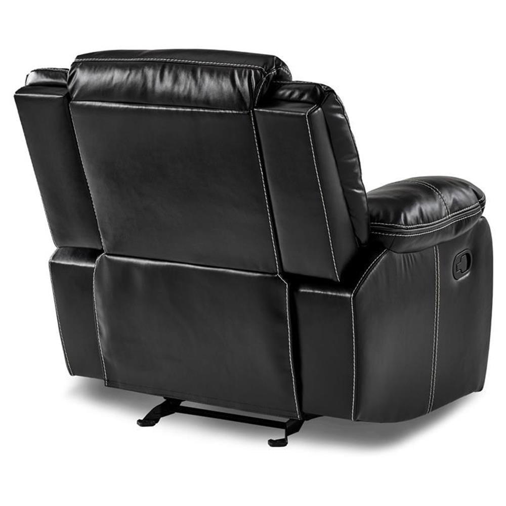 Lexicon Bastrop Traditional Faux Leather Gel Glider Reclining Chair in Black