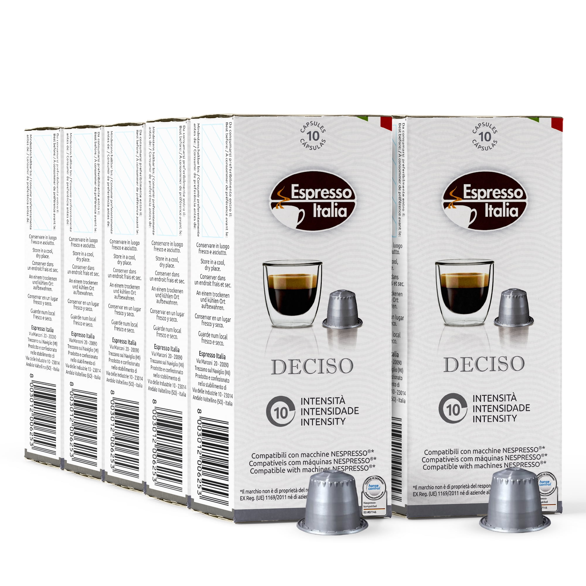 Espresso Italia Pods, Deciso Coffee Capsule, 100 Espresso Pods  Intensity 10